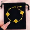 Pulsera de Mariposa Dorada Perla Hielo Triturado, Pulsera de Calabaza Corazón Perla de la Suerte, Trébol de Cuatro Hojas Oro Arena, Venta Directa del Fabricante