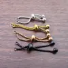 Cadena de cuentas de goma de 2 mm * 11 cm Dorada Negra Oro Rosa ajustable Cadena para pulsera DIY Accesorios de joyería de comercio exterior