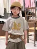 Camisa de Manga Corta de Estilo Coreano para Niños, Nueva de Verano 2026, con Cuello de Color Contrastante para Niños y Niñas