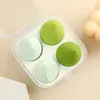Esponja de maquillaje forma de huevo, no absorbente, súper suave, para aplicar base, esponja de maquillaje forma de calabaza, se puede usar seca y húmeda, viene en caja