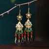 Airyuan Acessórios de Moda Nacional Feminino Cor Antiga Preservação de Cor Banhado a Ouro Imitação Jade Design de Nicho Brincos Retrô Presente de Aniversário
