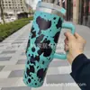Novo Copo de Carro de 40 oz com Alça, Copo Térmico com Canudo, Copo de Gelo para Manter Frio Montado no Carro, Série Vaca
