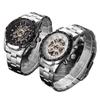 Relógio Mecânico Automático Masculino Popular Moda À Prova D'água Luminoso Esqueleto Tourbillon Pulseira de Aço Inoxidável Mostrador Grande