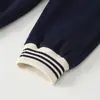 Conjunto de dos piezas para niño, estilo retro, con cuello de béisbol a rayas, suéter con media cremallera y pantalón de chándal, atuendo de otoño para niños, ropa para niños