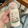 Nuevo Simple Ins Nicho Estudiante con Colgante Vaso de Plástico Niñas Alto Valor Dibujos Animados Niños Portátil Vaso de Agua