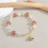 Pulsera de Cristal de Fresa Natural Nueva Pulsera de Cristal Verano para Mujer Nicho Joyería Fresca Dulce de Gama Alta Venta al por Mayor