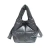 Bolso de mano de algodón acolchado con plumón para mujer, diseño simple a cuadros, algodón espacial, bolso de mano de nicho, ligero, casual, para hombro, cruzado