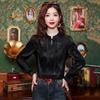 Nueva Camisa Jacquard China Top de Mujer Primavera y Otoño 2025 Nuevo Estilo Nacional de Manga Larga para Mediana Edad Gasa Cubre Vientre Camisa Pequeña Elegante