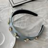 Tiara Barroca de Jeans com Strass para Mulheres, Tiara de Cabelo de Crânio Alto e Aba Larga, Pacote de Cabelo Retrô de Alta Qualidade e Elegante