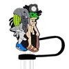 Tapa de Paja de PVC con Tema Shanhaijing Transfronteriza Estilo Casual de Playa Cubierta Protectora Tapa a Prueba de Polvo Tapón Antifugas Decoración para Vaso de Agua
