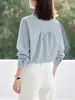 Camisa Branca com Renda para Mulheres, Manga Longa, Novo Estilo Primavera 2026, Novo Top Estilo Chinês, Camisa Feminina de Algodão Puro com Gola
