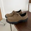 Zapatos Deportivos Casuales de Suela Gruesa para Mujer, Nuevos de Invierno con Punta Redonda, Tacón Medio, con Cordones, Cuero Genuino, Transpirables