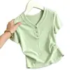 Camiseta de Manga Corta de Moda para Mamá, Nueva Tendencia Verano 2026, Blusa Versátil de Cuello en V, Talla Grande Holgada Adelgazante