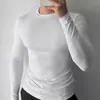 Camiseta de Corrida Transfronteiriça de Secagem Rápida com Mangas Longas Masculina Roupa Esportiva Elástica para Treinamento de Basquete Ciclismo Montanhismo Roupa de Suor
