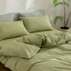 Juego de cuatro piezas de algodón 100% teñido en hilo y lavado, algodón puro, sin marca, suministrado por el fabricante, funda de edredón de alta calidad, sábana bajera de estilo japonés, ropa de cama al por mayor