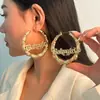 Pendientes de bambú redondos estilo hip-hop punk con diseño transfronterizo europeo y americano, con forma de cáñamo, corazón de melocotón y letra BABY para mujer.