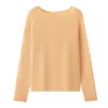 Blusa Top de Manga Larga de Punto Tencel con Cuello Redondo de Hilo de Papel Japonés, Nueva Colección Primavera/Verano 2026 para Mujer, Una Pieza, Lista para Enviar