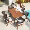 Conjunto de Mesa e Cadeiras de Jantar para Jardim Externo com Pátio Móveis de Exterior Impermeável Protetor Solar de Exterior Cadeira de Rattan Casual de Metal Rattan