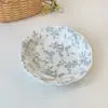 Plato Cerámico Vintage Estilo Francés con Alto Atractivo Estético, Relieve Floral Azul Nebuloso, Vajilla Doméstica de Gama Alta, Plato para Postre, Plato para Cena, Tazón para Arroz