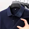 Camiseta Polo de Algodão Pesado Masculina 2024 de Manga Curta com Gola Reversível, Camiseta Casual de Negócios Lisa de Verão, Peça Única Dropshipping