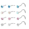 Tachuelas para nariz de acero inoxidable con forma de corazón y estrella más vendidas transfronterizas, barra en S, barra en L, barra curva, joyería para nariz incrustada con diamantes, al por mayor en stock