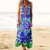 2025 Roupa Feminina Transfronteiriça Europeia e Americana Amazon Wish Exportação Novo Estilo Étnico Vestido Colete Solto Estampado