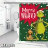 Bestseller transfronterizo de Amazon: Cortina de ducha verde del Grinch, cortina de ducha impermeable de pongee con estampado digital de dibujos animados