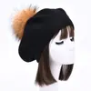 Boina Nueva de Color Sólido con Pompón Mezcla de Lana Moda Cómoda Gorro Pullover Doble Capa Cálido Gorro de Punto Sencillo