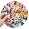 50 Piezas de Pegatinas de Diario de Viaje de Francia, Paisajes Exteriores de Francia, Monumentos Nacionales, Pegatinas Impermeables para Taza Térmica