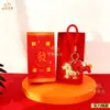 Set de regalo con caja para llavero de oro puro 999 "Hazte Rico Pronto", colgante de cadena para teléfono de oro, artículo popular para atraer clientes en tiendas de oro