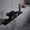 Torneira de banho de fonte termal toda em cobre interruptor de água fria e quente saída de cascata de alto fluxo para piscina de spa três furos para piscina de imersão