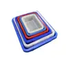 Venta al por mayor de fábrica tamiz cuadrado grueso canasta pequeña de plástico canasta rectangular para recolección canasta de distribución canasta de almacenamiento para supermercado de comercio electrónico