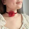 Gargantilha Retro para Menina Espinho de Rosa Noite Escura Corrente de Pescoço Gargantilha Acessórios de Vestido de Halloween Natal