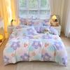 Conjunto de quatro peças de sarja Estilo simples Algodão Macio Impresso Lençol Capa de Colcha Dormitório de Estudante Doméstico Conjunto de Cama de Três Peças