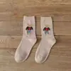 Meias de Lã Ursinho Meia de Cano Médio Feminina Meias Espessas Desenho Animado Meias Felpudas Femininas Meias Tendência Estilo Japonês