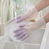 Guantes blancos de dos colores para lavar platos, guantes de cocina para mujer, de látex, impermeables, de plástico y goma, para tareas del hogar.
