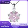 Colar Pingente Zircônia Olho de Cavalo Simples e Doce para Transmissão ao Vivo Personalizado para Mulheres Moda Zircônia Diamante Rosa Cristal Colar Pingente