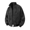 Otoño Invierno 2026 Nueva Chaqueta de Cuero PU Holgada Tie-Dye con Cuello Alto Chaqueta de Cuero Mate Cárdigan Casual Ropa de Abrigo