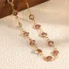 Collar de Moda Transfronterizo Europeo y Americano Cadena para Clavícula de Vidrio de Color Metal Versátil Joyería de Lujo Ligero Dropshipping