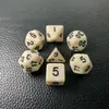 Conjunto de Dados Poliédricos D&D com Padrão de Mármore, Cores Misturadas, Transparente, D4D6D8D10D12D20 Lados, Tabuleiro Coc, Conjunto de Sete Peças