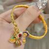Nova Pulseira Pingente Cadeado da Paz Esmaltado Estilo Chinês Vintage Pulseira Estilo Étnico Feminino Simples Leque Flor Tulipa