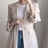 Traje de chaqueta de longitud media de moda coreana de alta gama y elegante con cinturón a la cintura y mangas largas, blazer estilo coreano