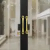 Manija de Puerta Original Estilo Chino con Diseño Dorado para Baño de Pies de Club, Manija de Puerta de Madera con Tallado en Placa de Aluminio para Puertas Dobles