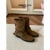 Botas para Mujer Duidui 2026 Falda Francesa Otoño Tacón Grueso Marrón Negro Botas Martin Botas con Pantalla Única Botas Adelgazantes Botas Cortas