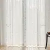 Cortina de Gasa Sombra de Luna, Nueva Tela Transparente para Ventana de Encaje Francés, Gasa Delgada para Balcón y Sala de Estar, Tela Transparente de Cortina de Privacidad de Alta Gama