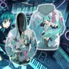 Nova Série Hatsune Miku Impressa em 3D Jaqueta Cardigan com Zíper Moletom com Capuz cosplay Periféricos de Animação