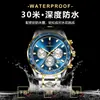 POEDAGAR Marca Baodaqie Comercio Exterior Multifuncional Correa de Acero Negocio Calendario de Tres Ojos Reloj de Cuarzo para Hombre 815