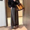 ¡Producto de alta calidad, cómpralo sin dudar! Pantalones de lana grises de pierna ancha de alta gama para mujer, nueva colección otoño/invierno 2026, pantalones de traje casuales y elegantes