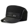 Gorra de invierno para hombres de mediana edad y ancianos, gorra plana de lana con forro polar, engrosada y cálida, gorra de algodón para proteger las orejas para el abuelo