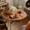 Mesa de Jantar Sólida em Madeira Estilo Medieval, Mesa Redonda Pequena para Uso Doméstico, Mesa Dobrável Retrô, Mesa de Jantar Redonda, Mesa de Varanda, Cadeiras, Mesa de Centro